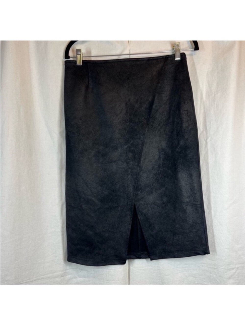 Free people pleather front slit knee length high rise pencil skirt